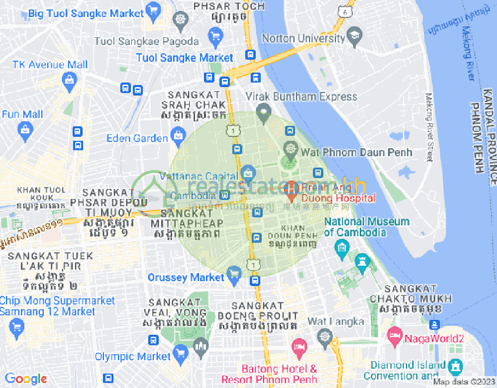 Map of Phsar Thmei I, Daun Penh, Phnom Penh