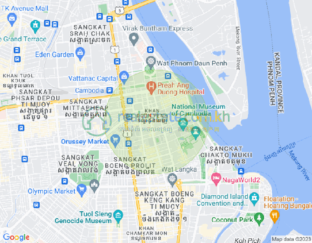 Map of Boeng Reang, Daun Penh, Phnom Penh