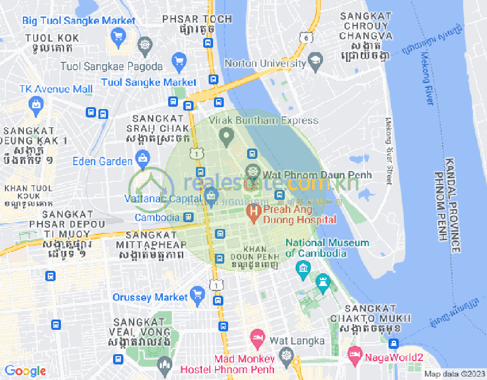 ワットプノン, ドーンペン, プノンペンの地図