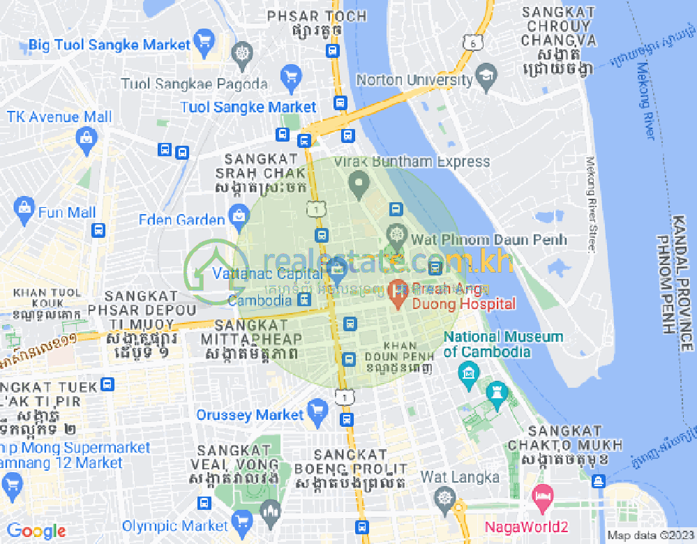 แผนที่ วัดพนม, ดวนป็ญ, พนมเปญ