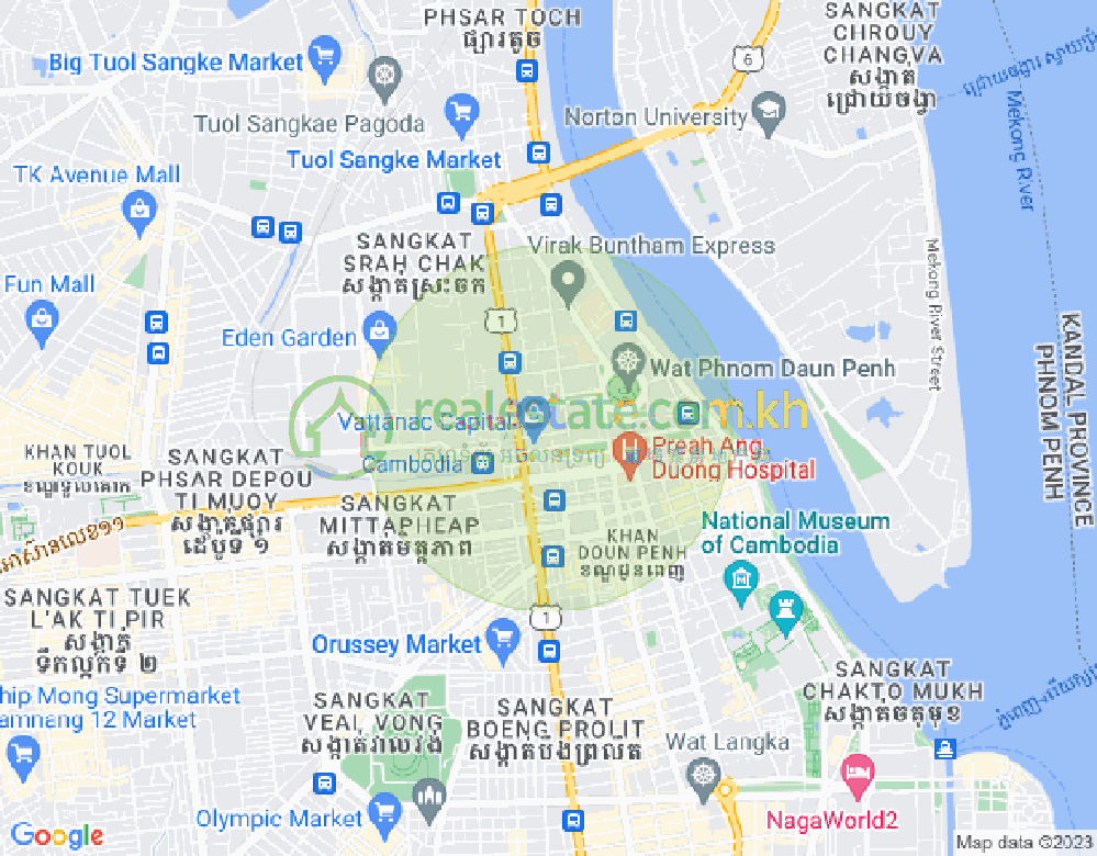 Карта Ват Пном, Доун Пень, Пномпень