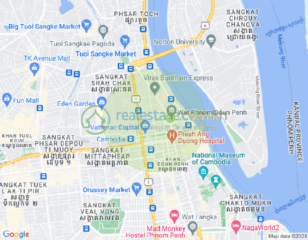 Carte de Wat Phnom, Daun Penh, Phnom Penh