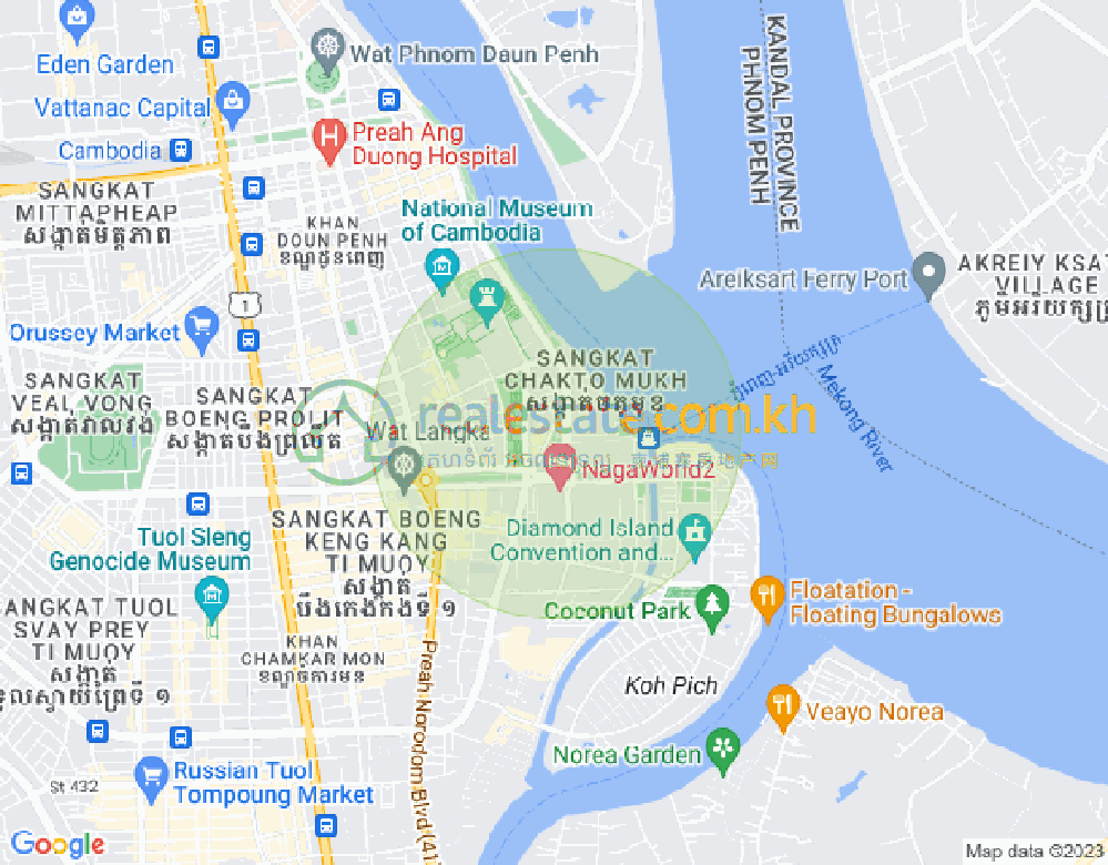 四臂湾分区, 隆边区, 金边地图