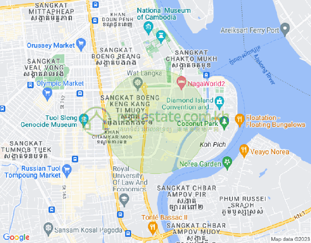 Mapa: Tonle Bassac, Chamkarmon, Phnom Penh