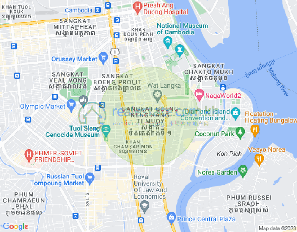 만경강1부구(BKK1), 벙껭깡, 프놈펜 지도