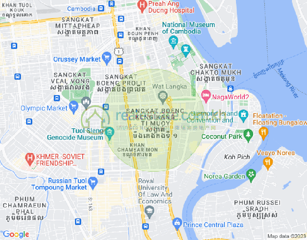 만경강1부구(BKK1), 벙껭깡, 프놈펜 지도