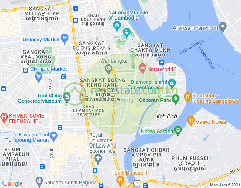 Mapa: Tonle Bassac, Chamkarmon, Phnom Penh