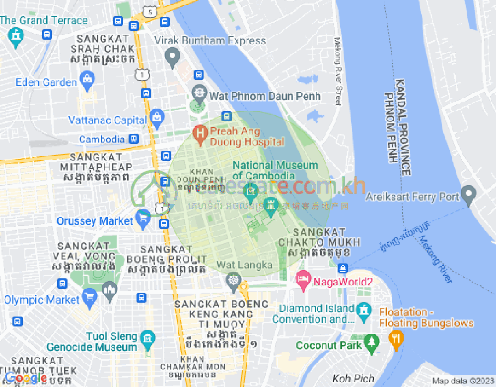 Mapa: Phsar Kandal I, Daun Penh, Phnom Penh