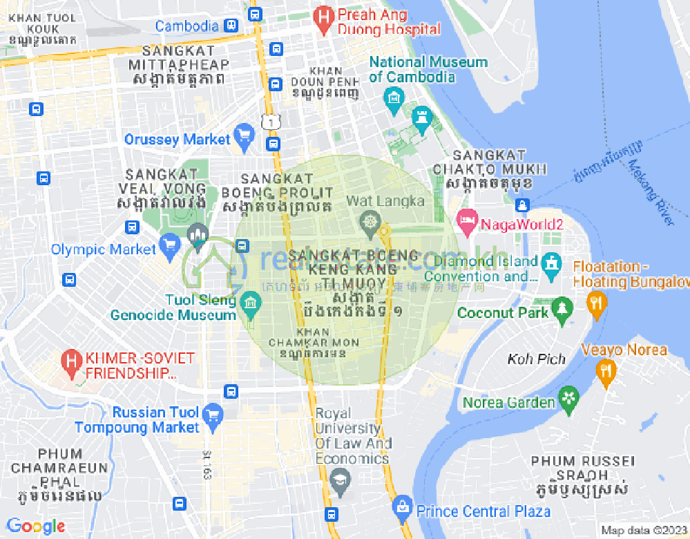 万景岗1分区（BKK1), 波哥堪, 金边地图
