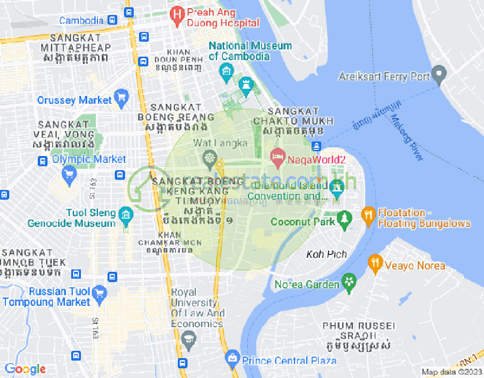 Mapa: Tonle Bassac, Chamkarmon, Phnom Penh