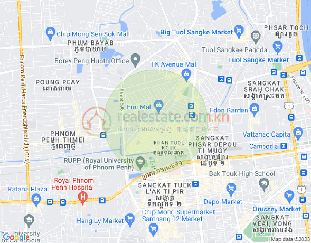 Mapa: Boeung Kak 2, Toul Kork, Phnom Penh