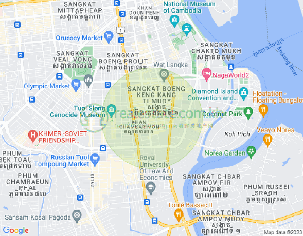 만경강1부구(BKK1), 벙껭깡, 프놈펜 지도