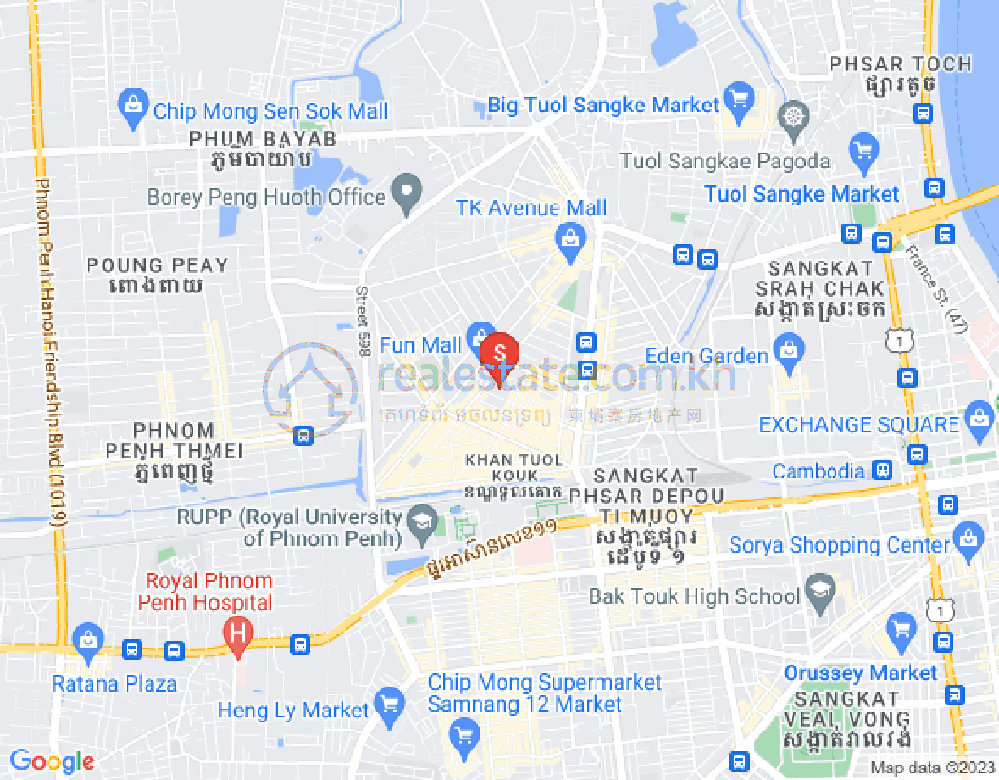 Map of Boeung Kak 2, Toul Kork, Phnom Penh