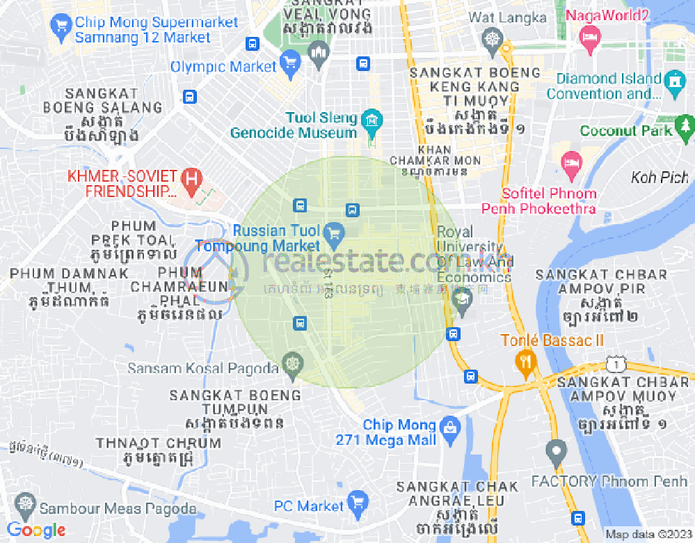 Map of Toul Tum Poung 1, Chamkarmon, Phnom Penh