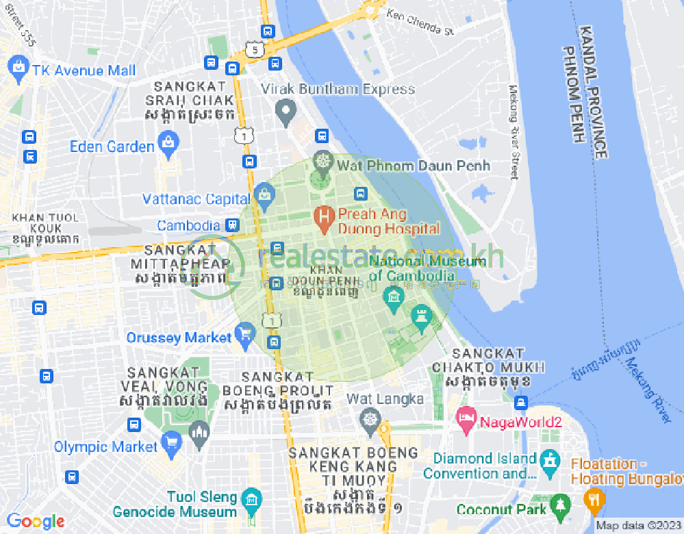 Carte de Wat Phnom, Daun Penh, Phnom Penh