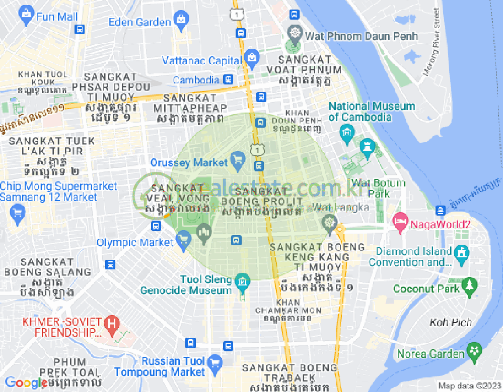 Boeung Prolit구역, 마카라구, 프놈펜 지도