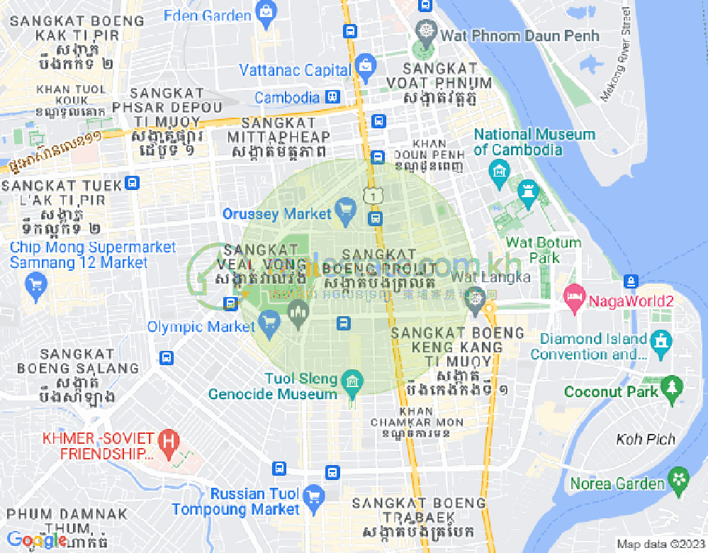 Mapa: Boeung Prolit, 7 Makara, Phnom Penh