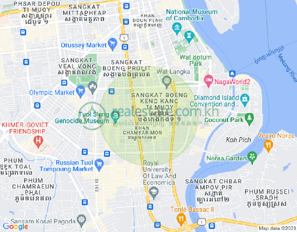 만경강1부구(BKK1), 벙껭깡, 프놈펜 지도