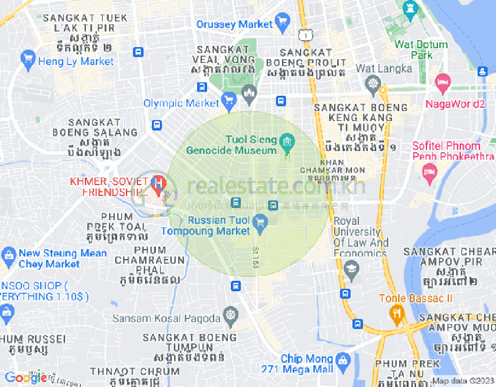 トンレバサック, チャムカモン, プノンペンの地図