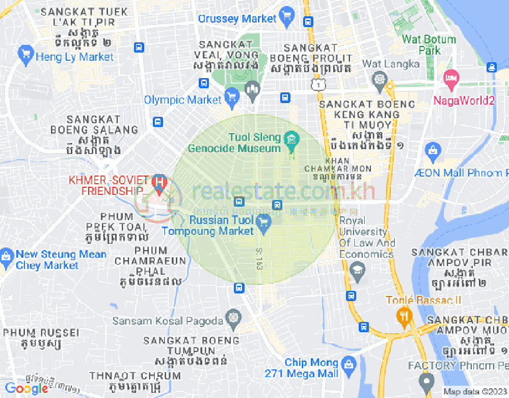 Mapa: Tonle Bassac, Chamkarmon, Phnom Penh
