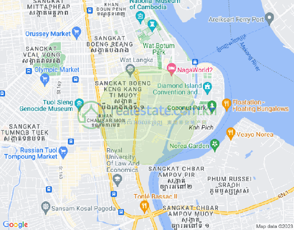 ワットプノン, ドーンペン, プノンペンの地図