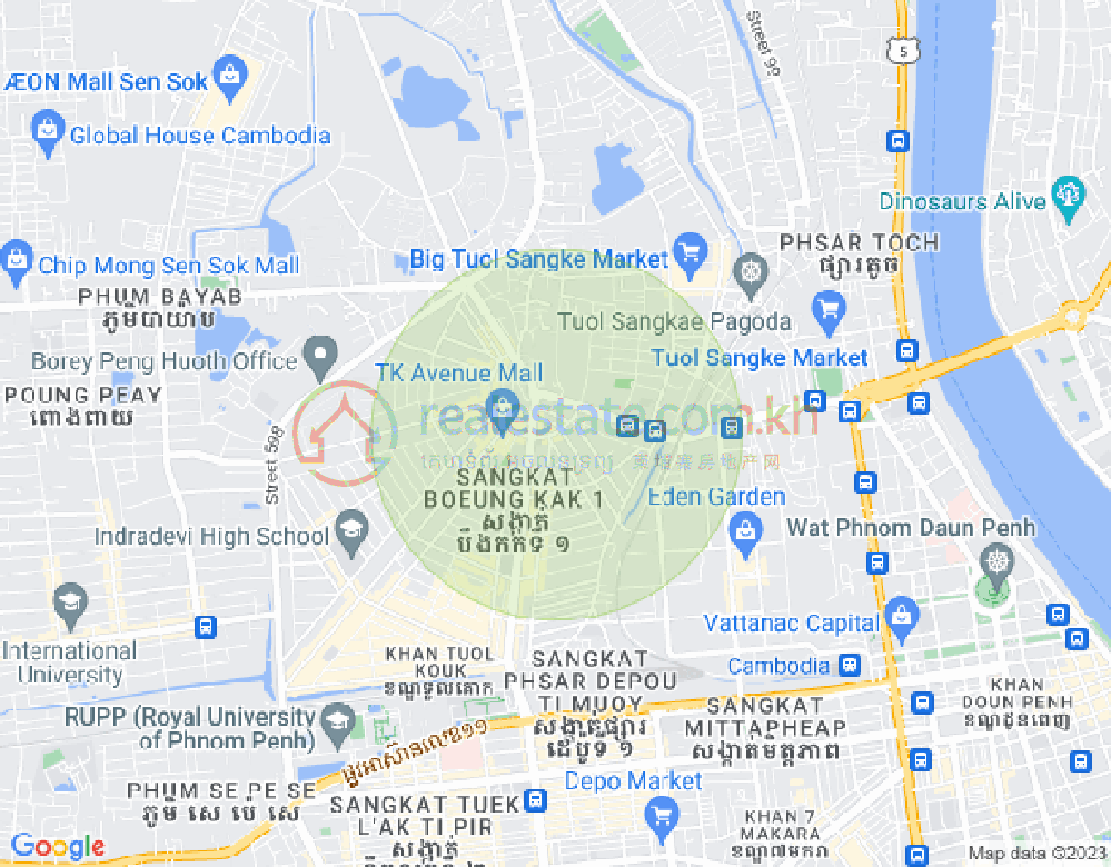 Carte de Boeung Kak 1, Toul Kork, Phnom Penh