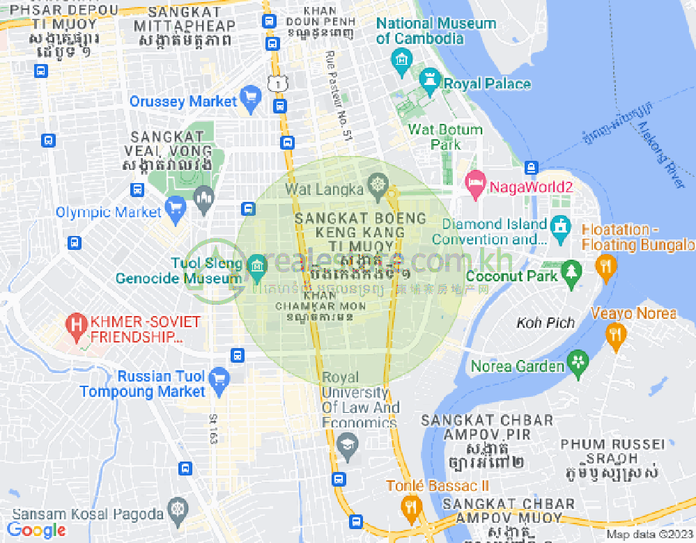 万景岗1分区（BKK1), 波哥堪, 金边地图