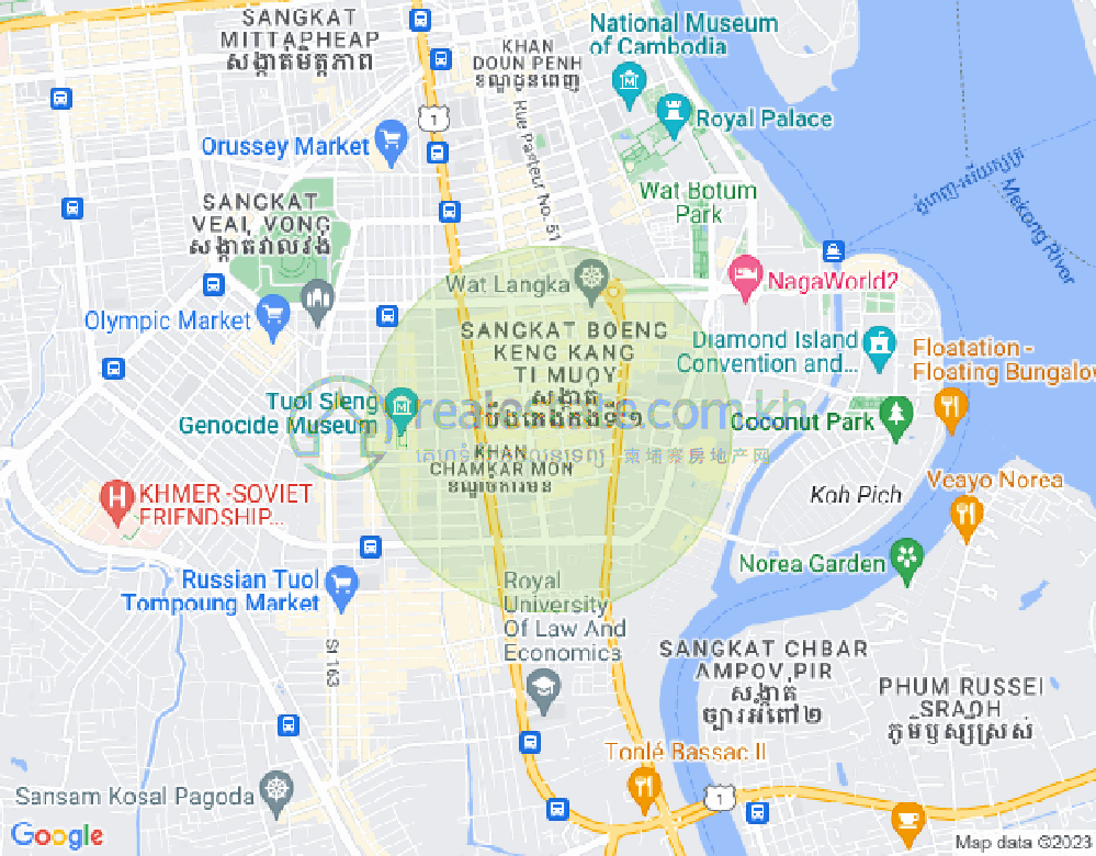Map of Boeung Kak 1, Toul Kork, Phnom Penh