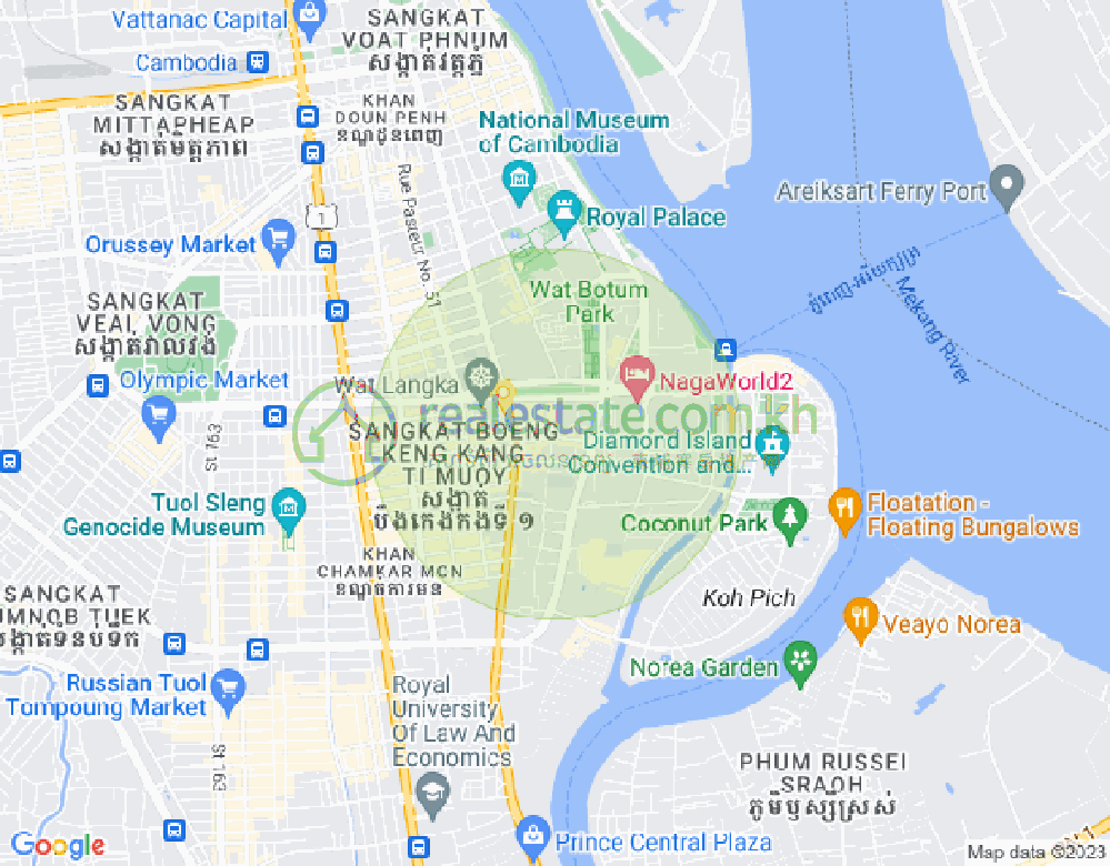 Mapa: Tonle Bassac, Chamkarmon, Phnom Penh
