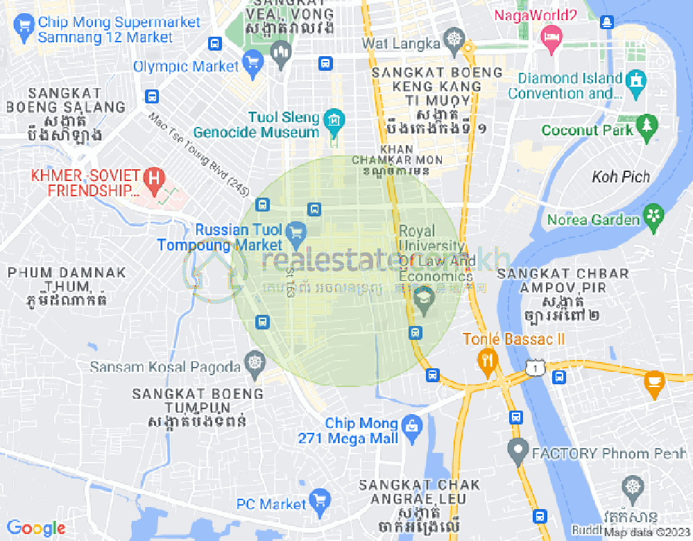 Map of Toul Tum Poung 1, Chamkarmon, Phnom Penh
