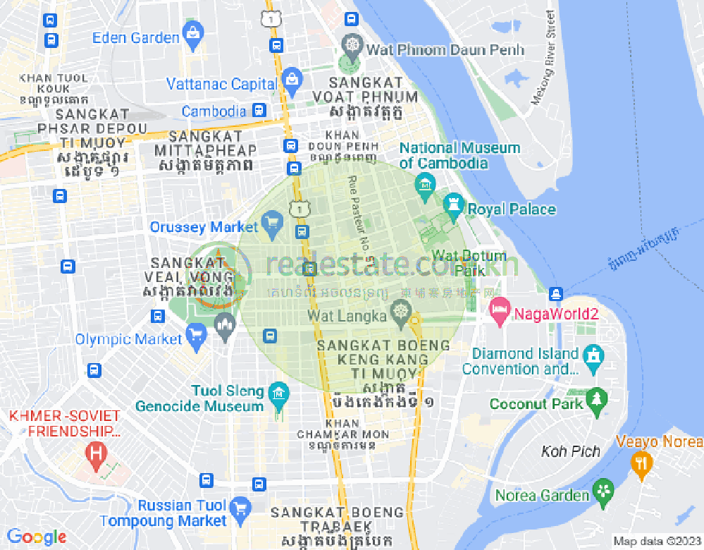 Mapa: Boeng Reang, Daun Penh, Phnom Penh