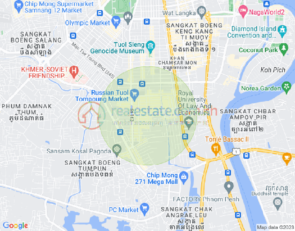 백색하구역, 짬까몬, 프놈펜 지도