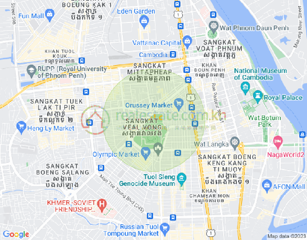 Veal Vong진, 마카라구, 프놈펜 지도
