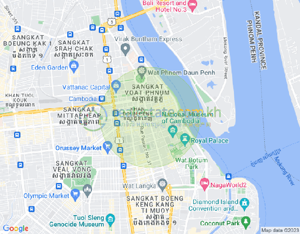 Map of Srah Chak, Daun Penh, Phnom Penh