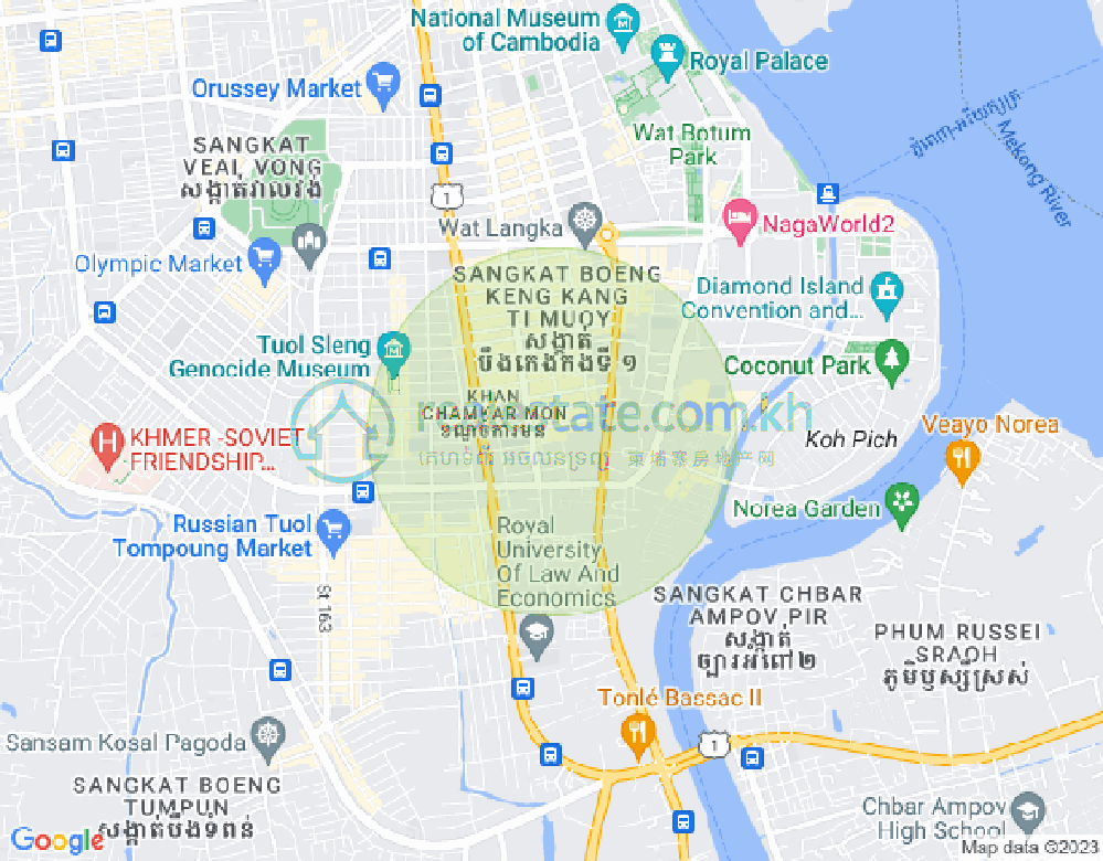 만경강1부구(BKK1), 벙껭깡, 프놈펜 지도