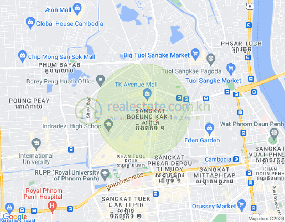 แผนที่ บึงกัก 1, ตuolโกก, พนมเปญ