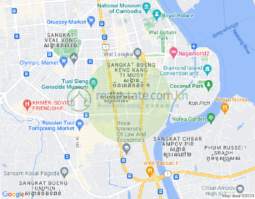 BKK 1, ボンケンコン, プノンペンの地図