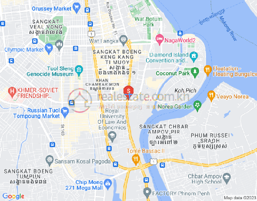 Mapa: Tonle Bassac, Chamkarmon, Phnom Penh