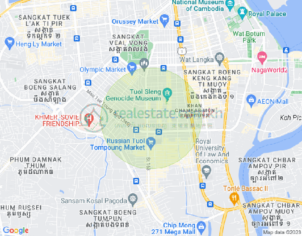 Mapa: Tonle Bassac, Chamkarmon, Phnom Penh