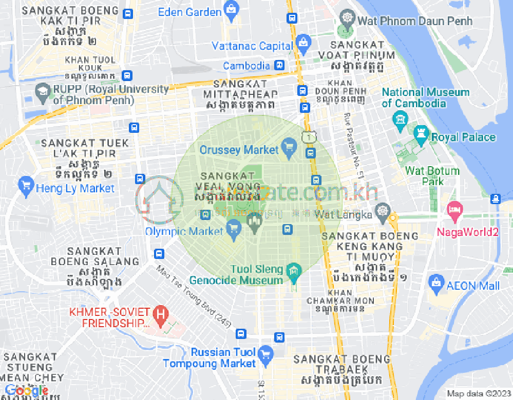Boeung Prolit구역, 마카라구, 프놈펜 지도