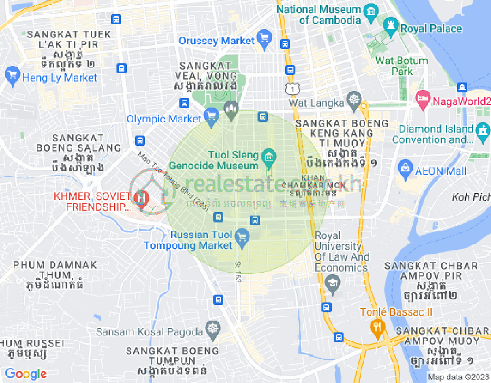 Mapa: Boeung Kak 1, Toul Kork, Phnom Penh