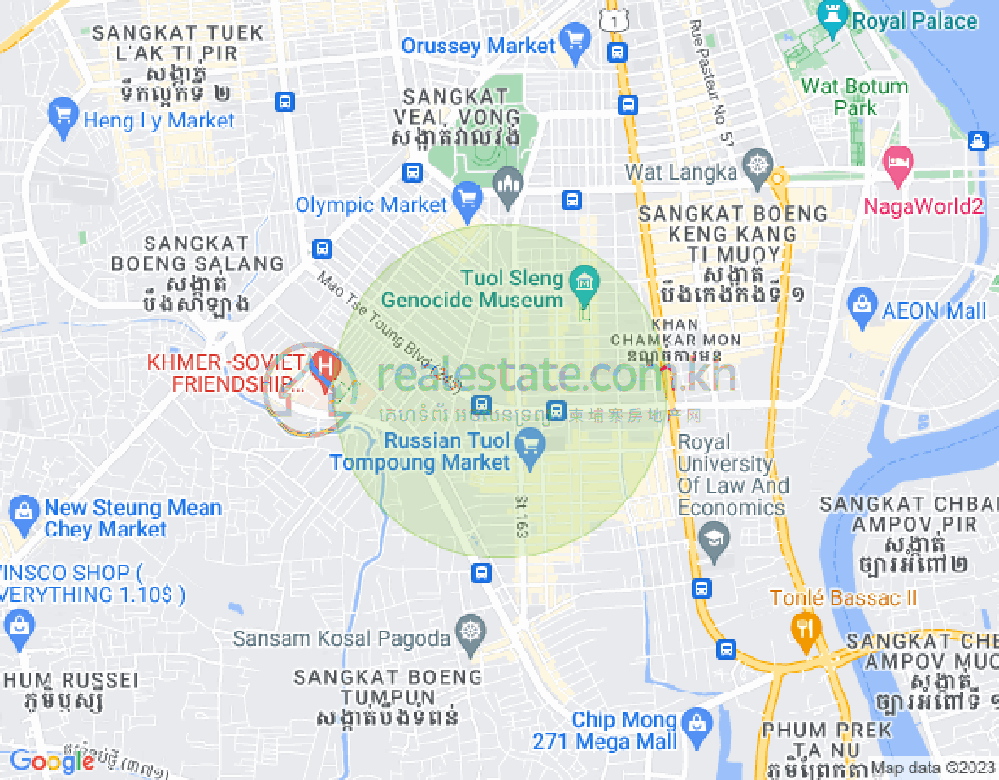 Mapa: Boeung Kak 1, Toul Kork, Phnom Penh