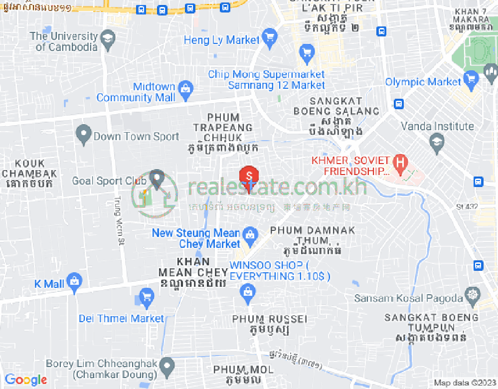 Stueng Mean chey 1镇, 棉芷区, 金边地图