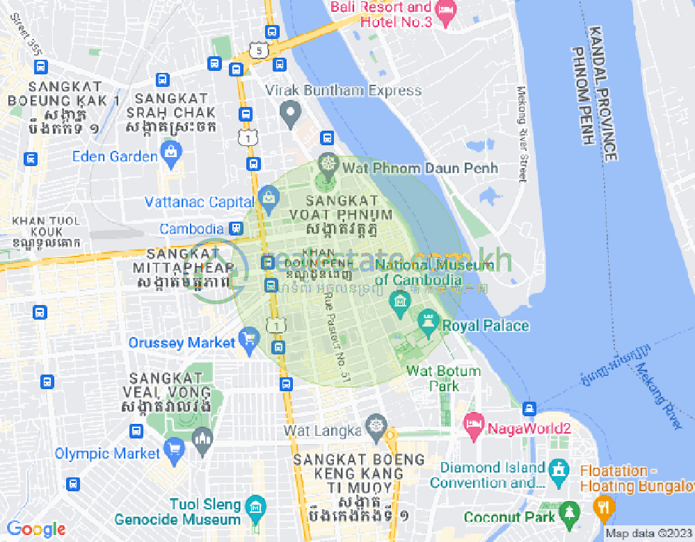 Mapa: Wat Phnom, Daun Penh, Phnom Penh