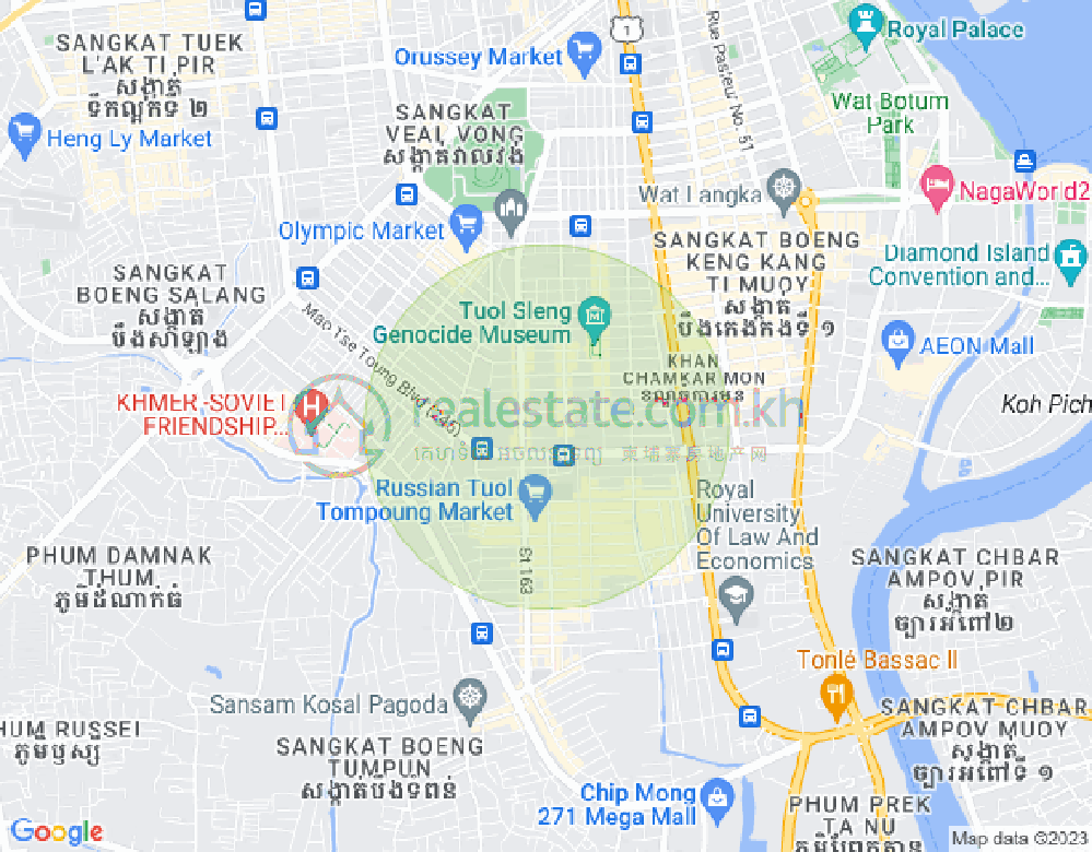 Mapa: Tonle Bassac, Chamkarmon, Phnom Penh
