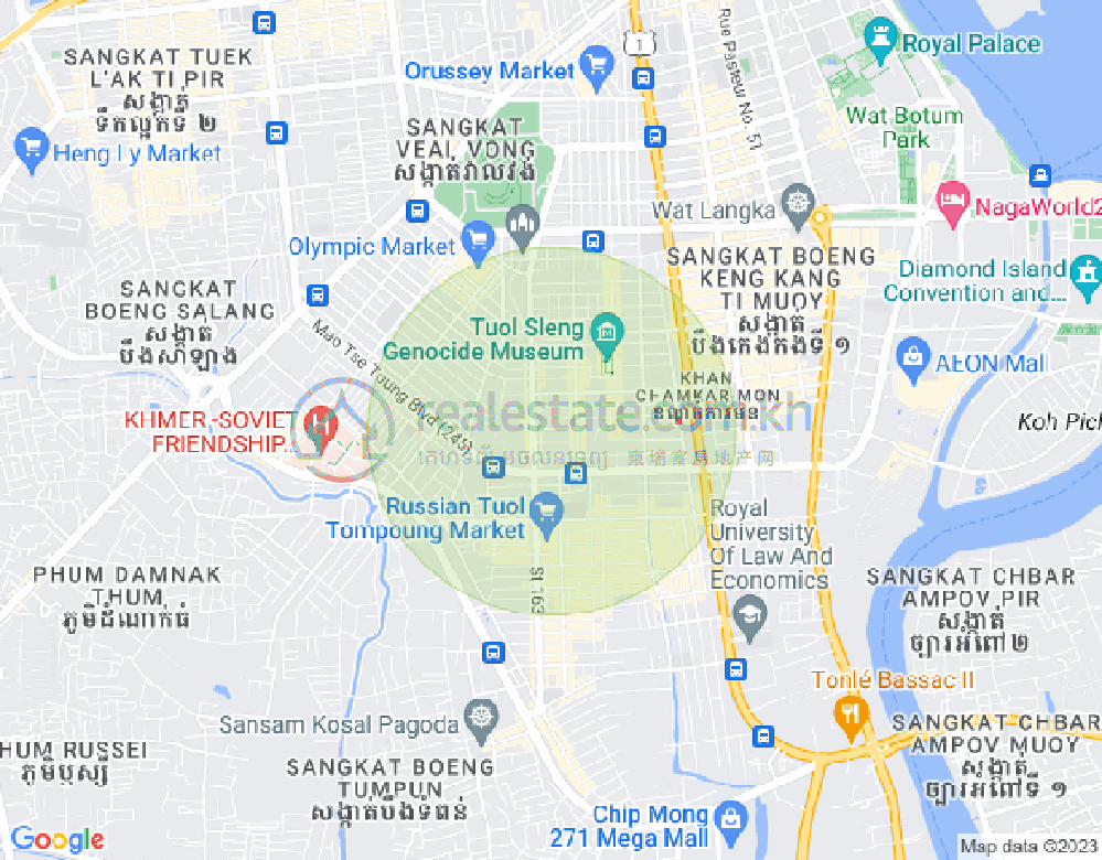 Mapa: Boeung Kak 1, Toul Kork, Phnom Penh