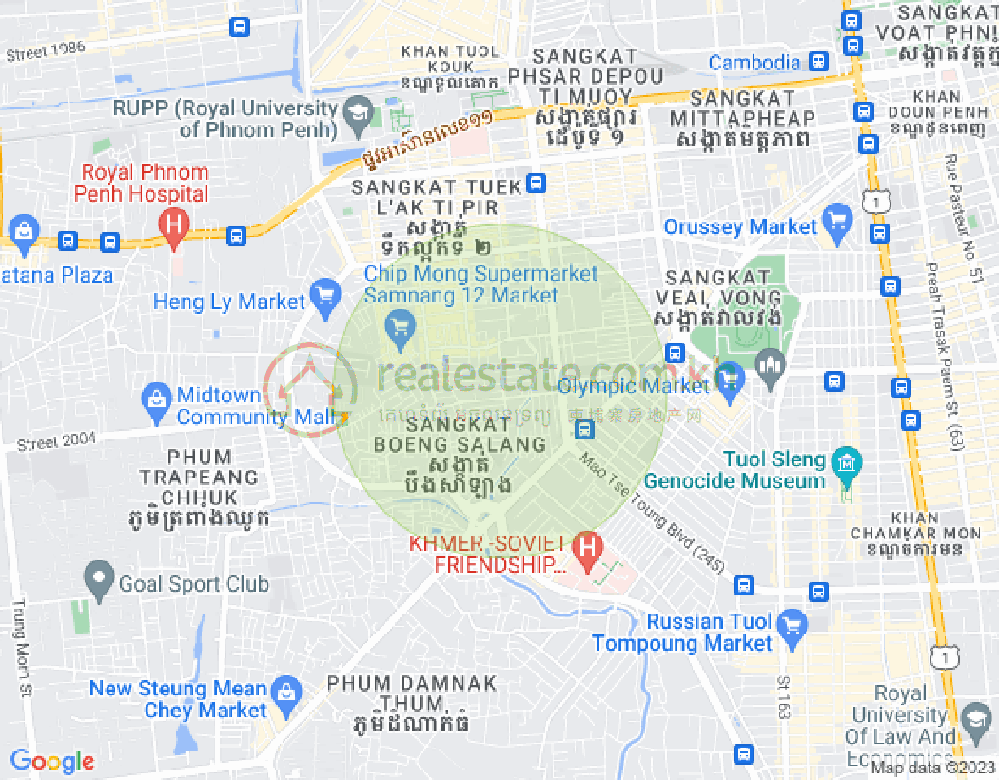 Carte de Boeung Kak 1, Toul Kork, Phnom Penh