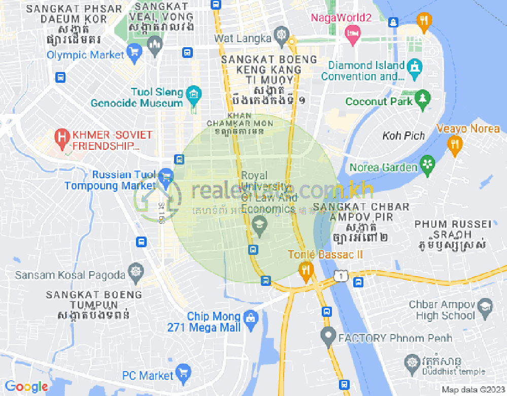 Mapa: Boeung Kak 1, Toul Kork, Phnom Penh