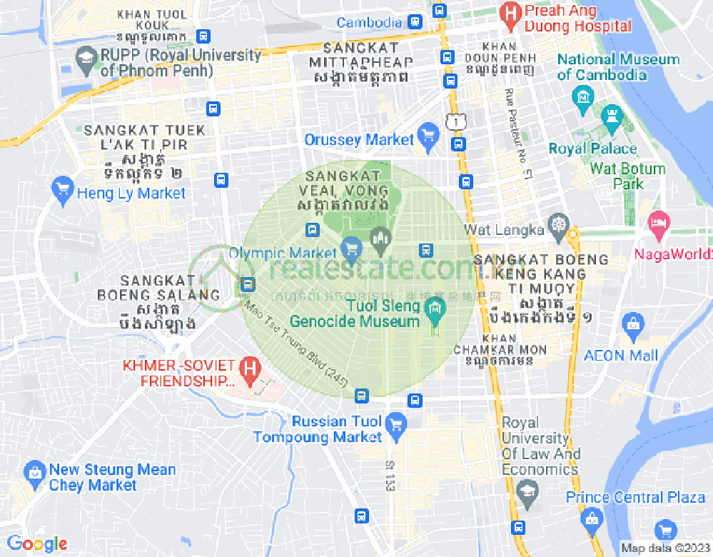 オリンピック, ボンケンコン, プノンペンの地図