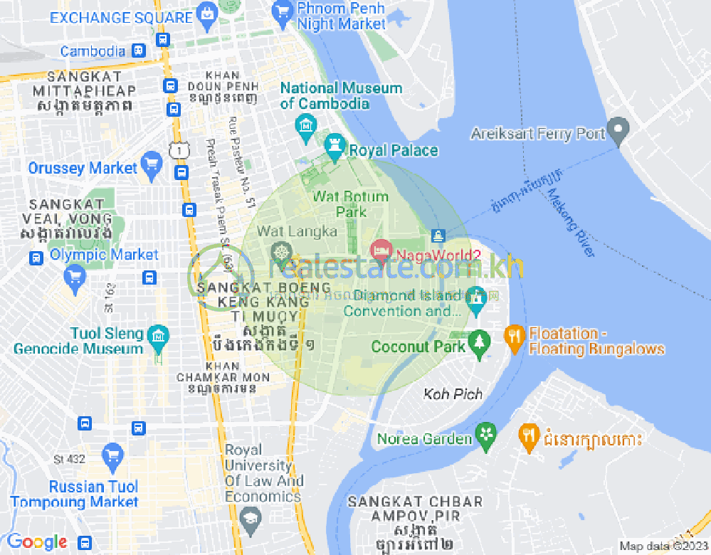 Blvd Samdach Sothearos, 백색하구역, 짬까몬, 프놈펜 지도